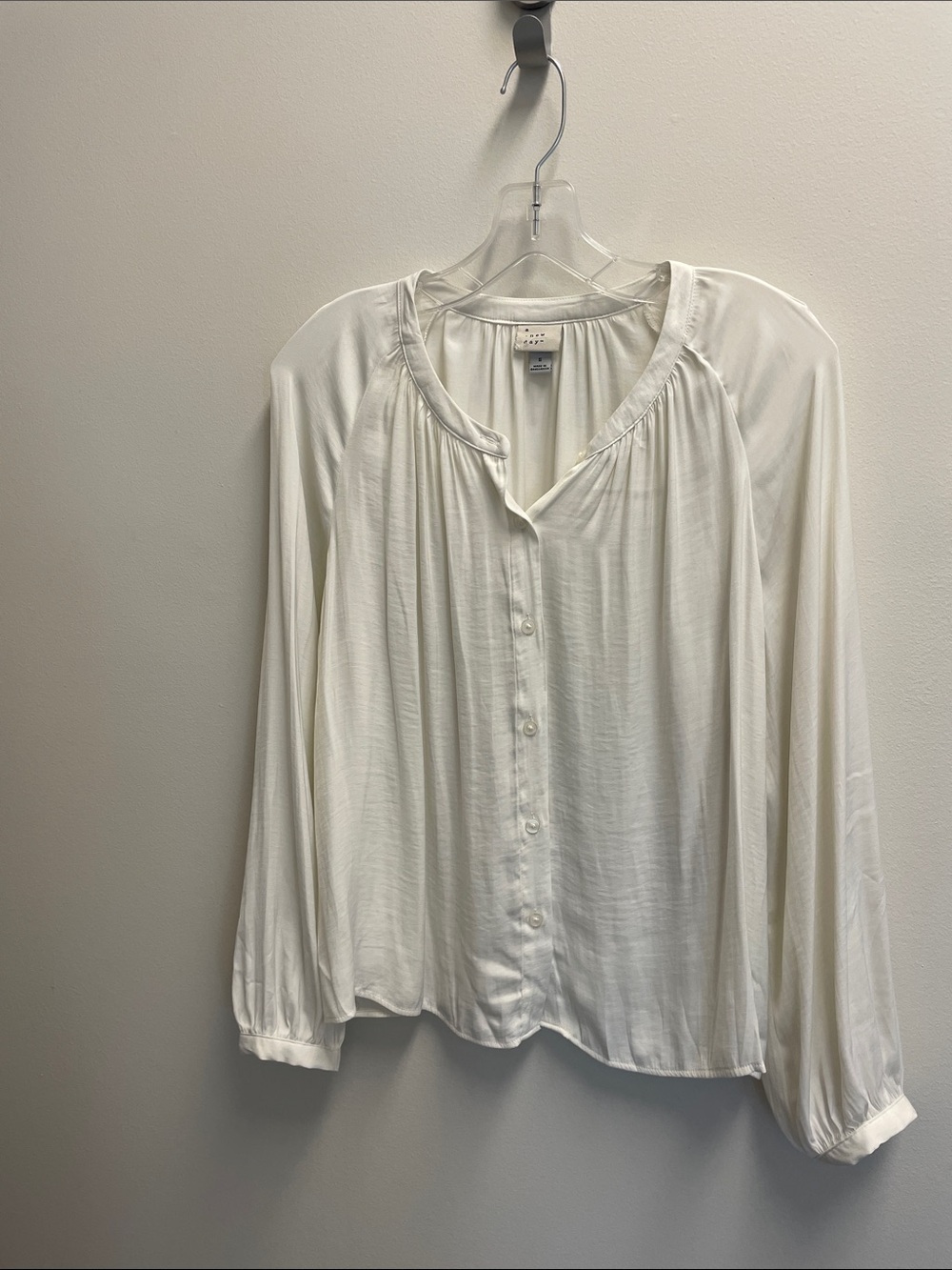 a new day White Button-Front Peasant Blouse
